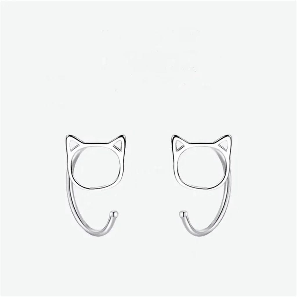 Hohle Niedliche Katzen Ohrstecker für Frauen und Mädchen Mode Kupferfarbe Hypoallergen Zirkon für Teenager