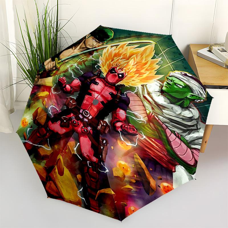 

1pc Deadpool, Zoro & Piccolo Outdoor Umbrella - Automatic Opening/Closing - Portable 3-Fold Design - 8-Rib Iron Frame - Ideal Gift for Fans, Travelers