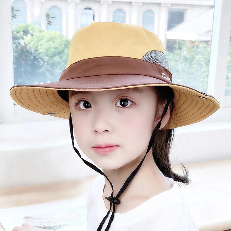 Summer outdoor sun hat, children's fisherman hat, sun protection sun hat, pure cotton breathable campus Caps