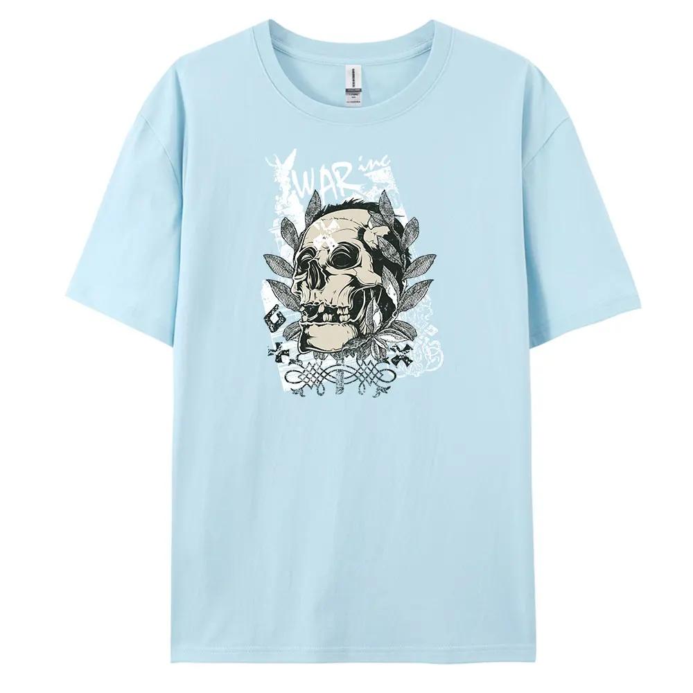 

Kulou Men s Casual Short-sleeved T-shirt with 100% Cotton Fashion print Tees oversize 4XL