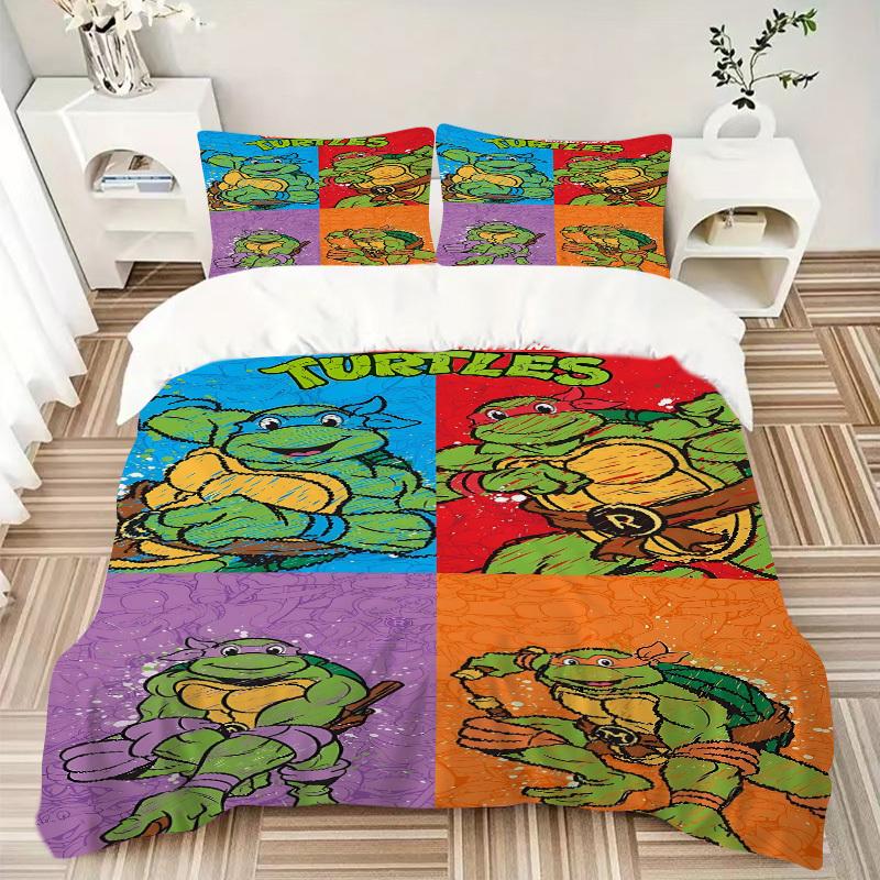 3pc Turtles TMNT Bedding Set Guest Room Bedroom Decor Christmas Halloween Decor Gifts- All Seasons (No Insert)a1013164