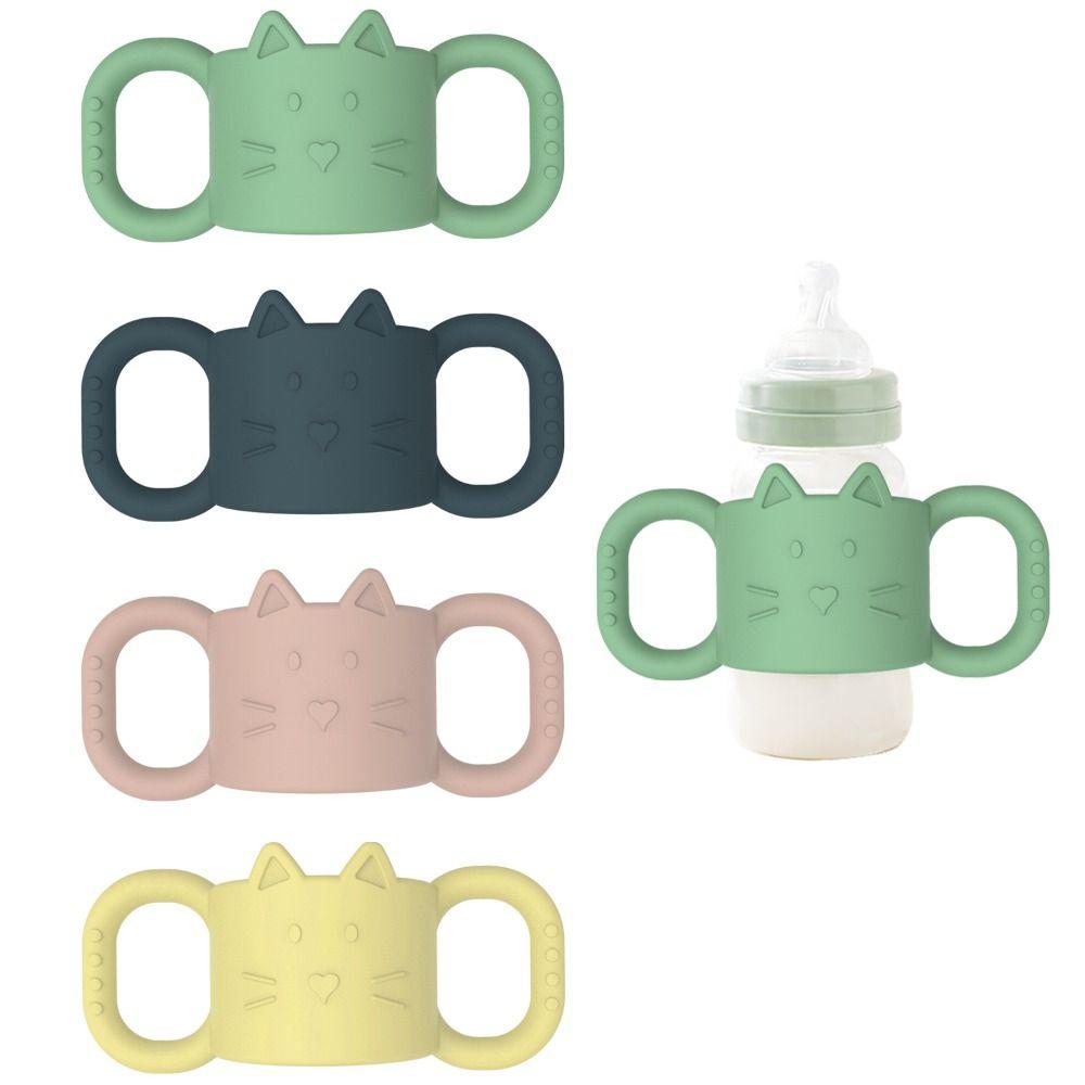 Cute Cat Face Bottle Handle Sleeve Silicone Cup Holder for Dr. Brown’s 8 oz/4 oz Baby Feeding