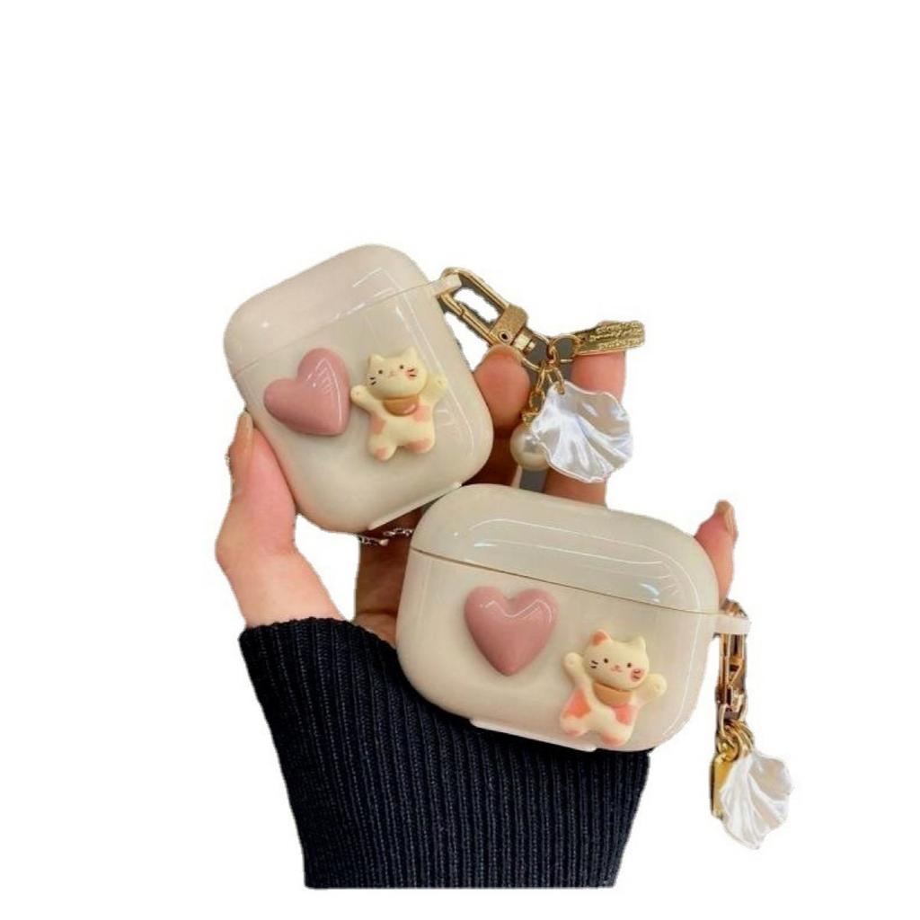 Apple Bluetooth protective case earphone case for AirPods Pro cat love shell 1/1 generation cute