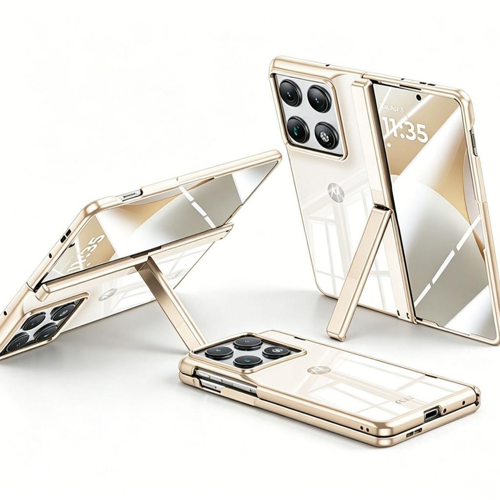 Applicable To Motorola MotoRazrFold2026 Mobile Phone Case Transparent Electroplating Center Shaft Bracket All-inclusive One Set