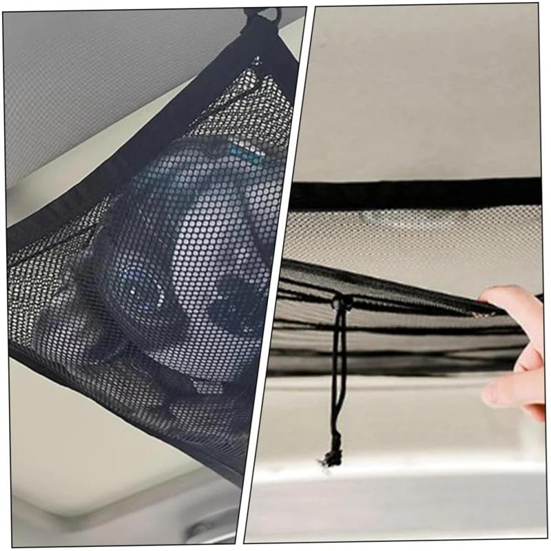 Car Roof Cargo Net Storage Bag Suv Ceiling Organizer Interior Accessories Breathable Mesh Strong Load-Bearing Space Saving Fit
