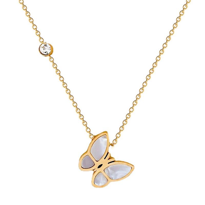 Fritillary Butterfly Minimalist Wind Furnace Real Gold Necklace Female Collarbone Chain