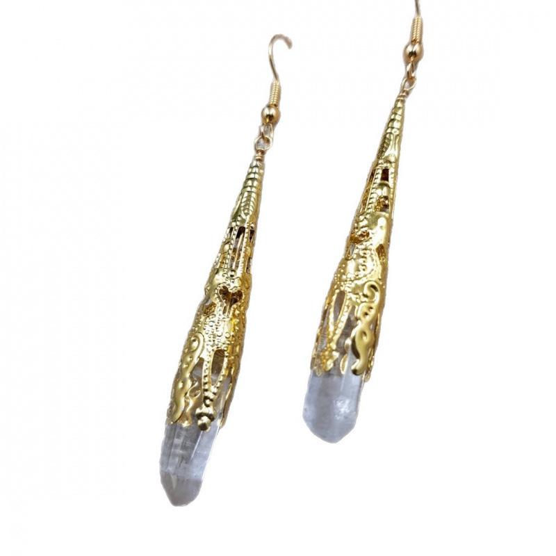 Dreamy Elf Queen Gemstone Quartz Earrings for Cosplay