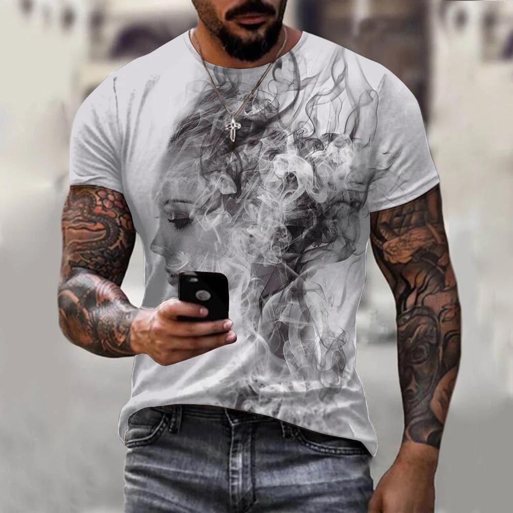 T-shirt Men's 3D Printing Ink Painting Women's Pattern Summer Men's Women Fashion Casual Comfort Oversized Crew Neck T-shirt Top