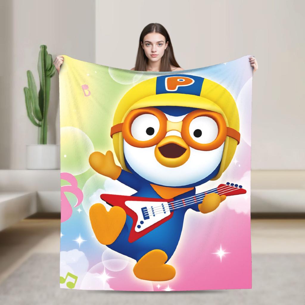 Super Soft Blanket Pororos the Little Penguins Throw Blanket Cute Cartoon Flannel Bedspread For Living Room Funny Sofa Bed Cover