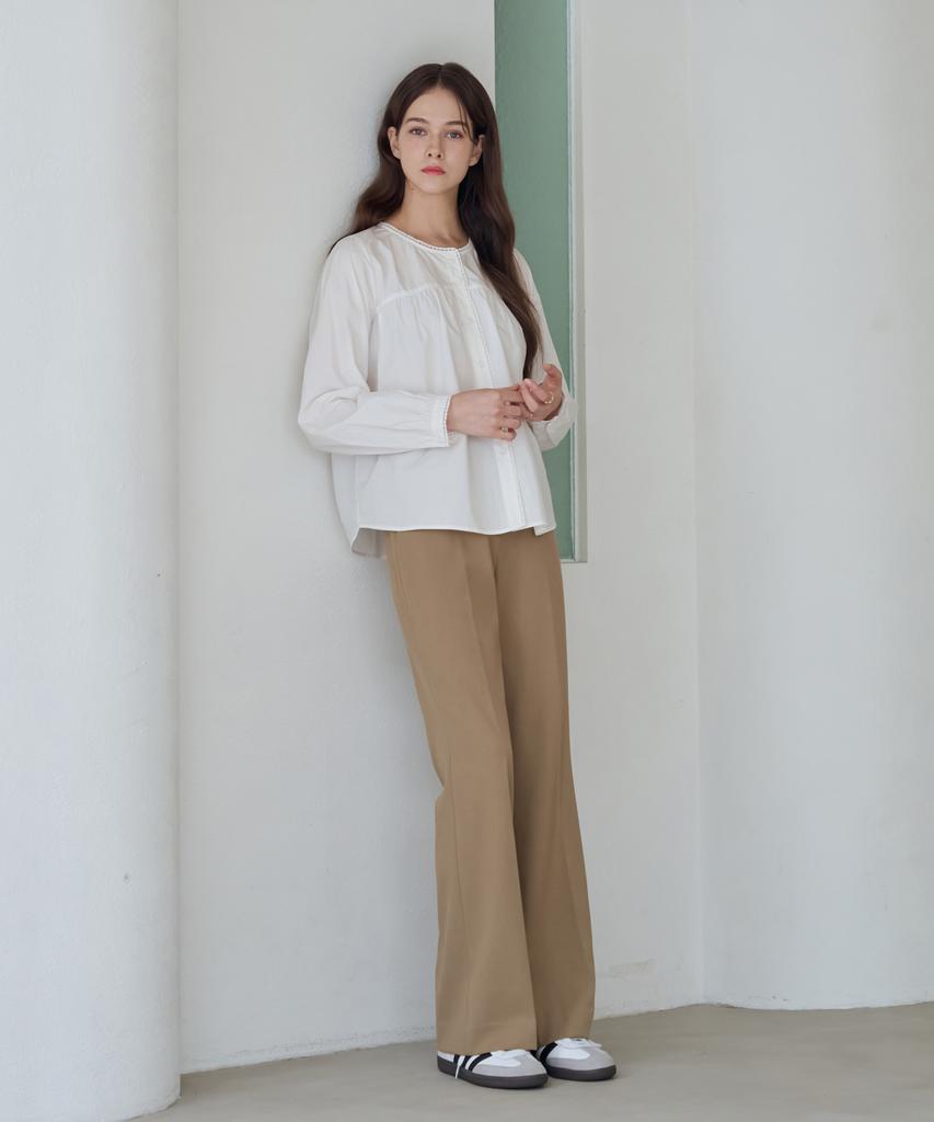 Deuloupisumeon Comfy Wool Slim Bootcut Slacks [Black]