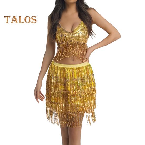 Frauen Sexy Funkelnden Pailletten Fransen Halter Top Ärmellose Bauchtanz Nachtclub Leistung Bh Glänzende Bronzing Weste