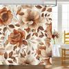 Floral Shower Curtain Set, Vintage Botanical Print, Polyester Fabric with Hooks for Bathroom Decor