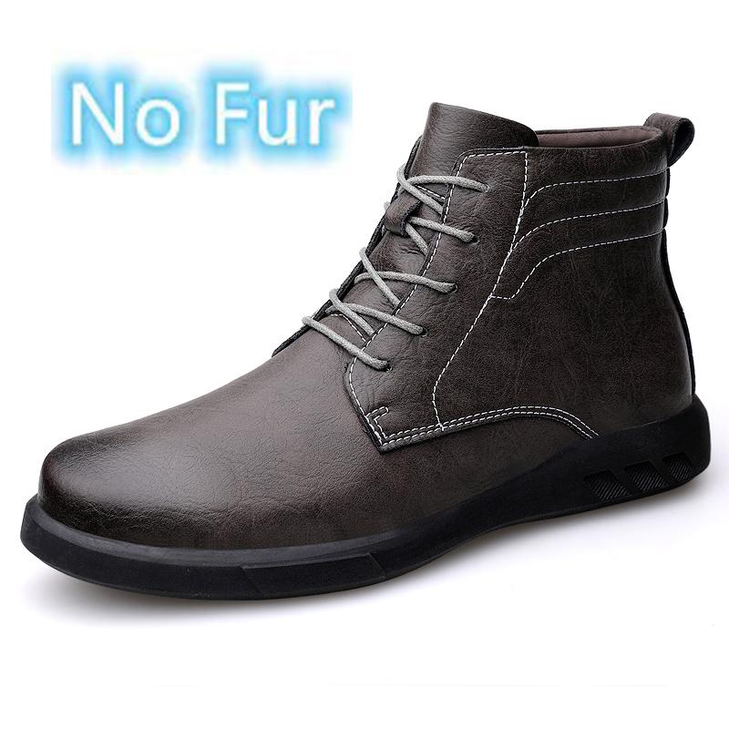 Luxury Brand Mens Ankle Boots Casual Outdoor Sneakers Genuine Leather Men Warm Winter Shoes Top Quality Man Business Basic Boots
