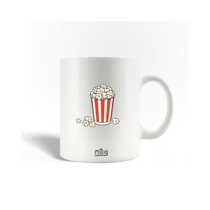 Mug - Popcorn - Céramique - 30cl - Blanc - Compatible lave-vaisselle