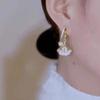New Korean Fashion Crystal Ginkgo Leaf Earrings For Women Jewelry 2024 Trending Luxury Women's Pearl Opal Drop Earrings JN9