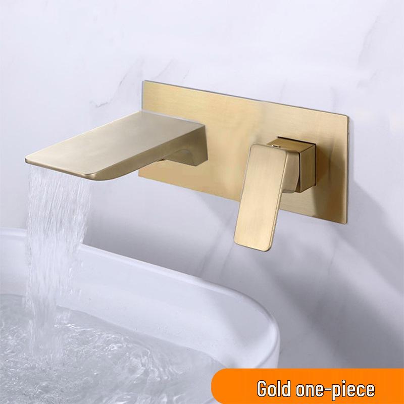 All-Copper Concealed Wall-Mounted Waterfall Basin Faucet (Hot & Cold)