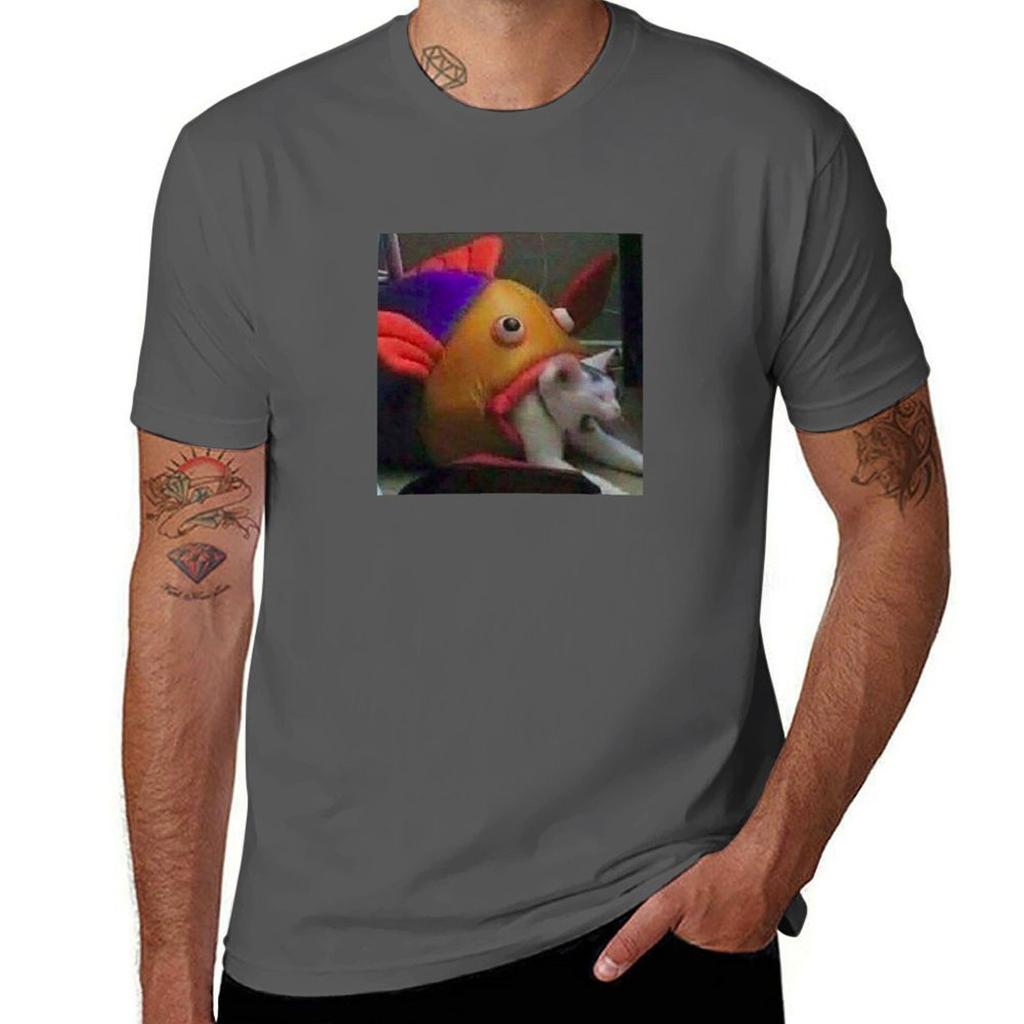 Fish Eat Cat Tshirt Quick Dry Sports Short Sleeve Tee