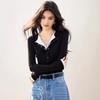 Retro Design Long Sleeve Top Patchwork Base Shirt Trend Top Women's Layering T-Shirt  Autumn Season