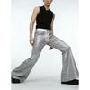 Men Sequin Flared Pants & Stand Collar Sleeveless Shirt