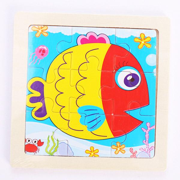 New 9 Piece Montessori Wooden Puzzle Cartoon Dinosaur Transportation Jigsaw 3d Puzzle Early Learning Educational Toys for Kids