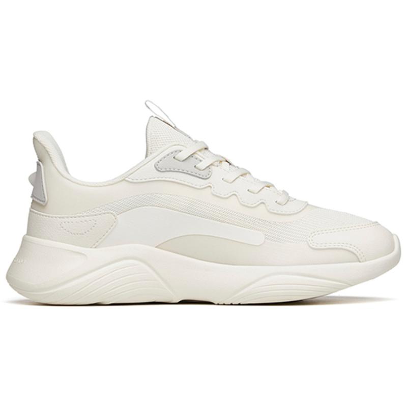 Anta Lingyun Cushioning Slip Resistant Abrasion Resistant Breathable Low Top Sprint Running Shoes Women's White Gray Sneakers 922355540-3