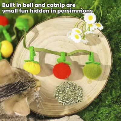 Fruchtförmiges Katzenminze-Spielzeug mit Schnur Interaktives Katzenspielzeug Katzenspielzeug-Schnur mit Glöckchen Weiche Tomaten Katzen-Kauspielzeug für Wohnungskatzen zum Spielen und Trainieren