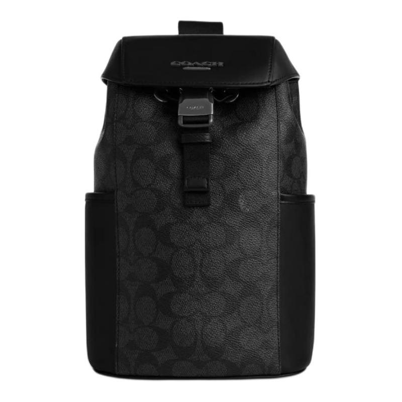 COACH Racer Pack 18 Logo Removable Shoulder Strap Coated Canvas Crossbody Chest Bag Small Men s Charcoal серый