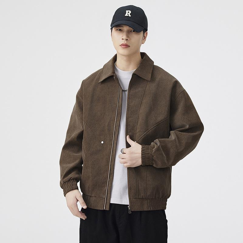 Men's Lapel Jacket Suede Autumn and Winter New Suede Loose Casual Sports