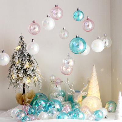 12/24/36Pcs 4CM Christmas Iridescent Ball Clear Shatterproof Reusable DIY Holiday Decoration Xmas Tree Hanging Ball Ornament Pendant Party Festival