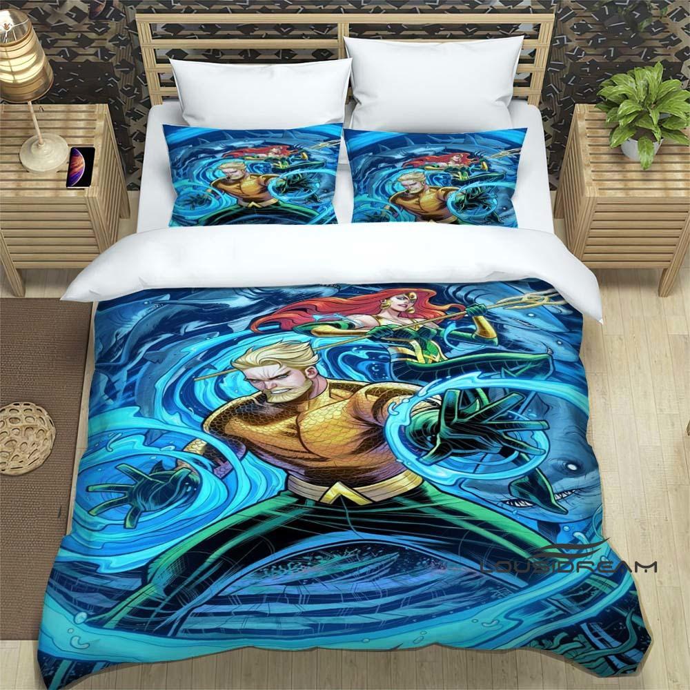 The *Aquaman* fantasy movie duvet cover and pillowcase bedding set is the perfect choice for decorating boys' and girls' bedroom