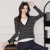 Women's Faux Two-Piece Striped Patchwork Knit Sweater