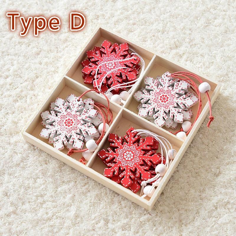 12 BUC/8 BUC Decorațiune Pom de Crăciun Lemn Creativ Globule de Crăciun Ziua de Crăciun Fulg de Nea Fi