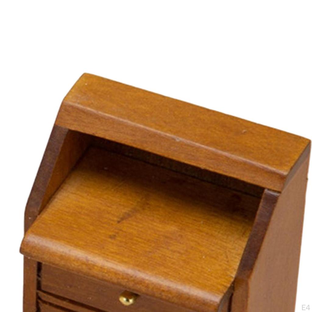 1/12 Dollhouse Bedside Table Side Miniature Wood Furniture Ornaments for Bedroom Durable