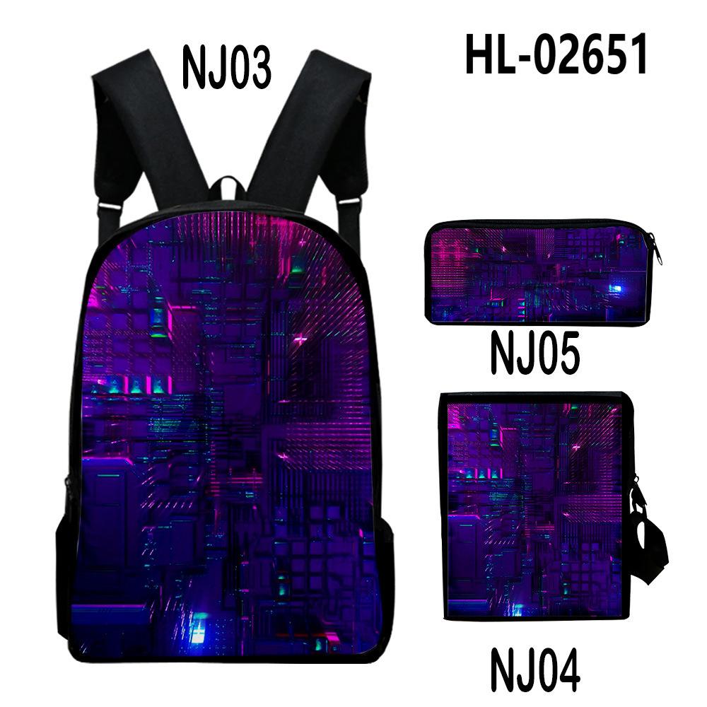 Stile Classico Novità Tecnologia Stampa 3D 3pz/Set pupilla Zaini Scolastici Zaino Daypack per Laptop Borsa a spalla inclinata Astuccio