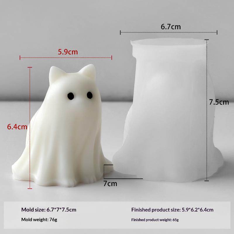Diy Halloween Candle Spook Puppy Cat Silicone Mold Cute Ghost Plaster Casting Decoration Mould Aroma Candles Making Supplies