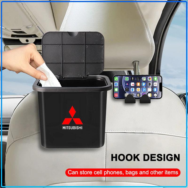 Car Trash Can Portable Hanging Vehicle Garbage Case Stickers For Mitsubishi Lancer Lancer ASX Outlander 2 3 Pajero Mirage exzos Pajero 4