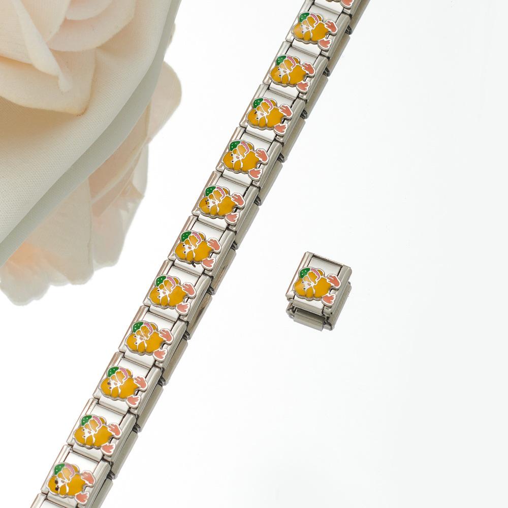 2024 DIY Personalized Shiny Classic Burger Coffee Beverage 304 Stainless Steel Italian Charm Bracelet Link 9mm * 10mm Module