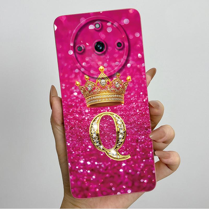 For Realme 11 Pro Plus 5G Fashion Initial Letter Couple Phone Case for Realme 11Pro 11 Pro+ Soft Silicone Lens Protective Casing