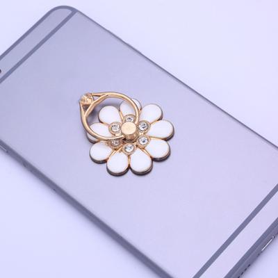 Sturdy Finger Ring Bracket Unique Metal One-handed Operation Rhinestone Flower Shape Phone Stand Lazy Holder