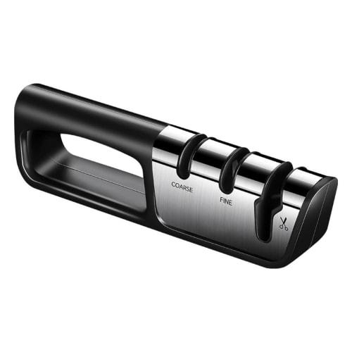 

jiawei Knife Sharpener, 3-Level Sharpening: Rough, Medium, and Finish Sharpening, Compact, Manual, for Sharpening Blades and Scissors, Lightweight, Co