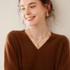 Women's Long Sleeve V-Neck Cashmere Knit Base Layer Top: Versatile, Loose, and Slimming Sweater Innerwear.