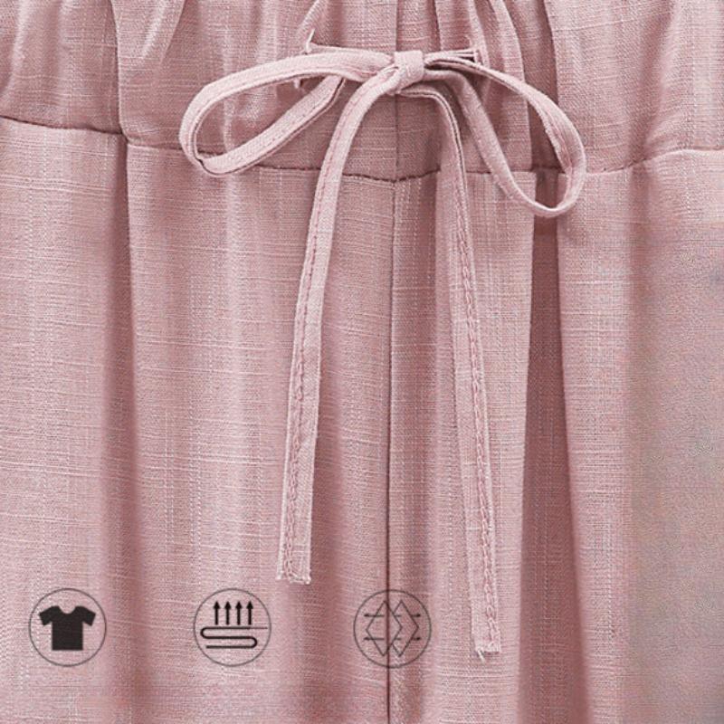 Women's Elastic Waist A-Line Trousers With Pockets Tapered Pants Wide Leg Pants Chic Straight Pants Loose Pants Casual High Waist Trousers
