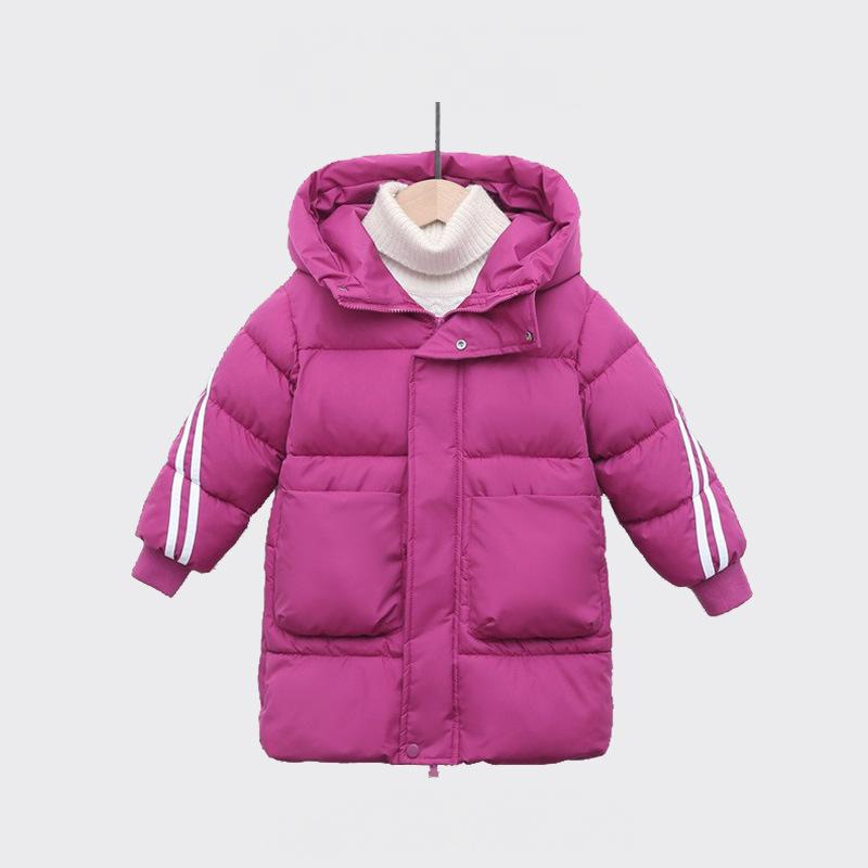 

Детское среднее и длинное хлопковое пальто с подкладкой Зимнее теплое утолщенное пальто для мальчиков и девочек Пальто с подкладкой из хлопка 160cm ярко-розовый