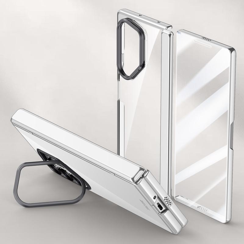 

Чехол-подставка для Samsung Galaxy Z Fold6 5G, прозрачная накладка из ПК+акрила, чехол для телефона с защитной пленкой для экрана HD Silver