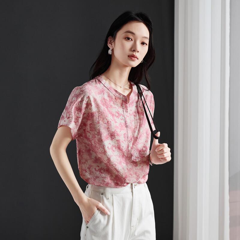 SOFSIL Women s Floral Print Short Sleeve Blouse L