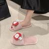 Home indoor one-word open-toed slippers women 2025 autumn and winter cute cartoon plush girl heart cotton slippers women