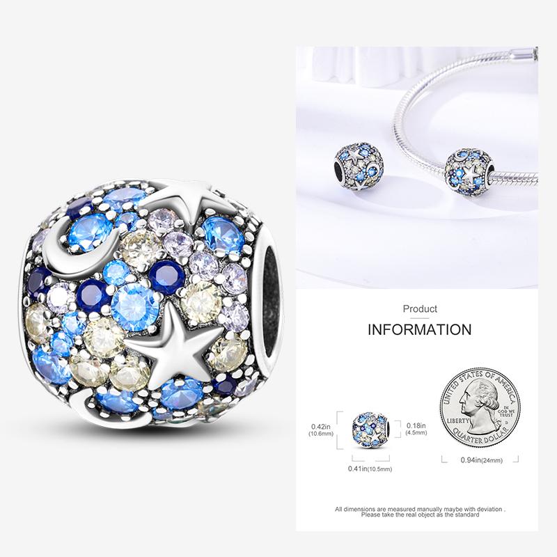 New In Star Moon Sun Series Charm Beads Fit Pandach Original Bracelet Women Copper Pendant Bead Jewelry Gift