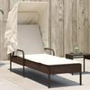 VidaXL Sun Lounger with Brown Wicker Canopy, Sunbed, Reclining Lounge Chair, Outdoor Daybed, 368189