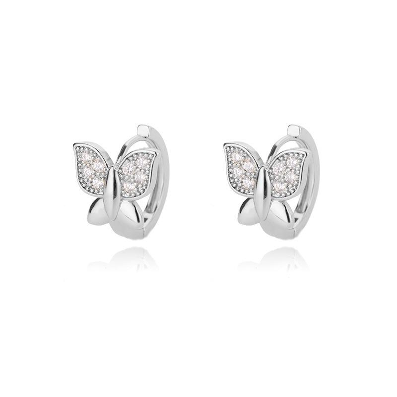 

Diamond-encrusted butterfly titanium steel ear buckle women s exquisite niche design temperament versatile earrings light luxury accessories Xingyue