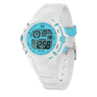 Distribuidor Autorizado Relógio de Pulso Unissex 024003 ICE Digit Explorer Branco Azul Pequeno À Prova d'Água Cronômetro Alarme Data Dia da Semana GMT [ICE-WATCH]